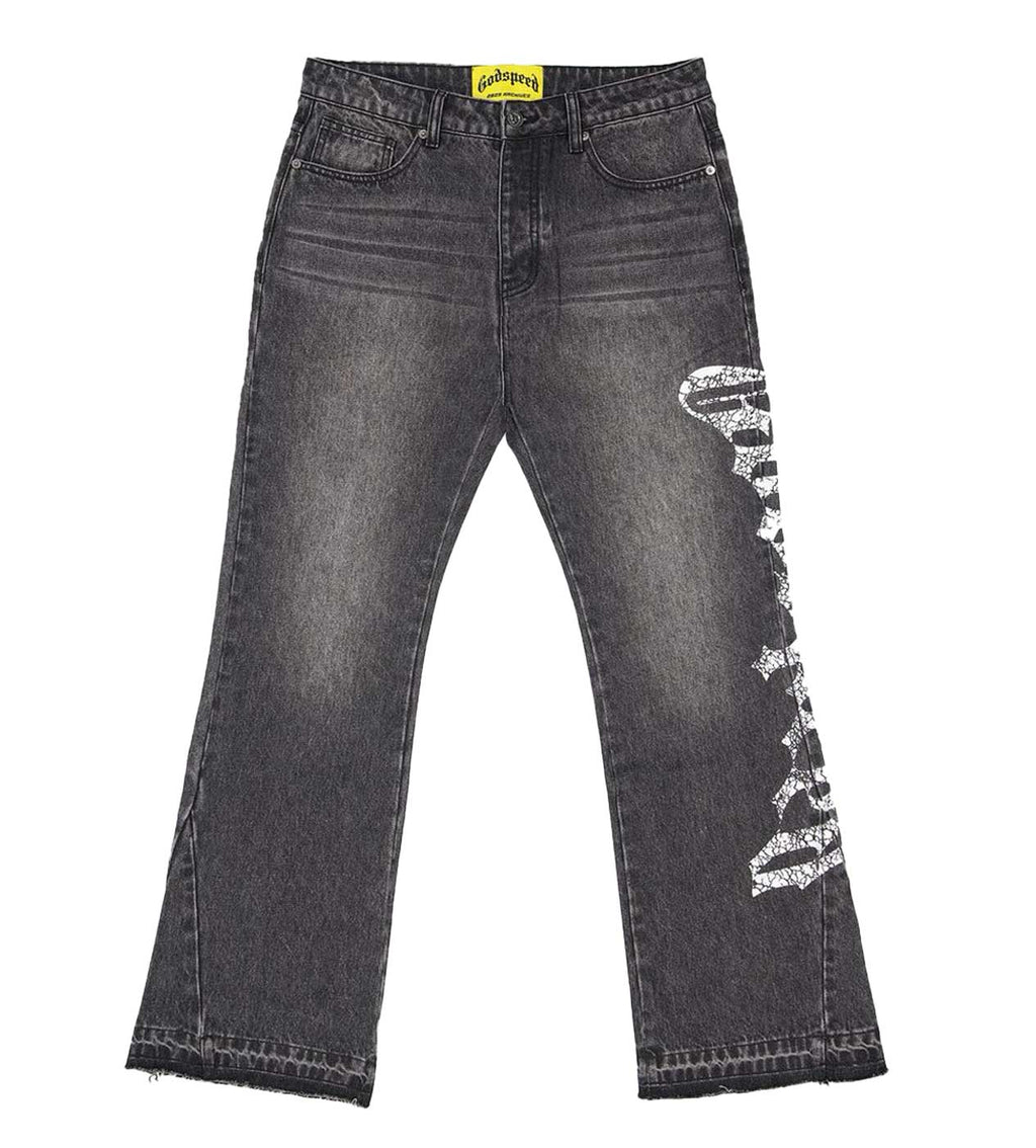 Godspeed OG Logo Flared Denim Grey Wash